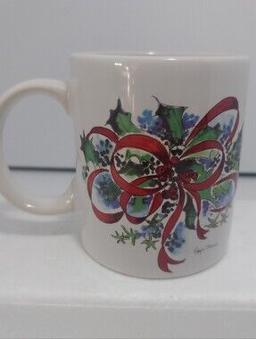 VTG 80s Matrix Hollyberry Design By Angie Strauss Coffee Mug Christmas Holiday